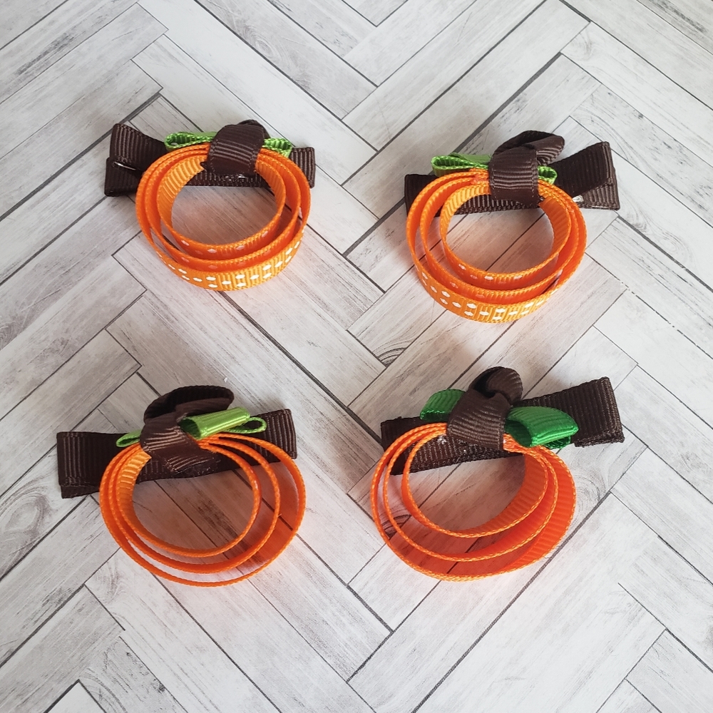 Halloween pumpkin ribbon hair clios